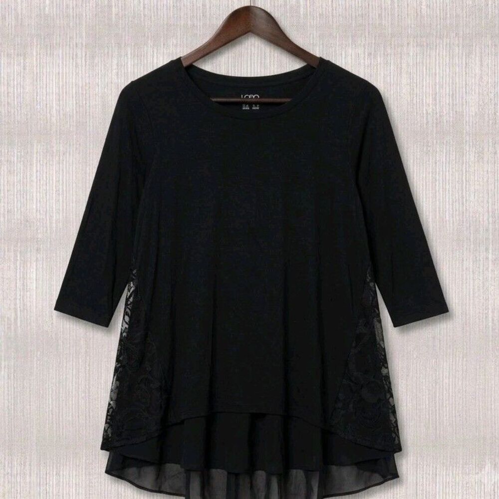 Logo Lori Goldstein Lace Panel Rayon Tunic Top